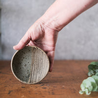 Small Dish with Lines and Storm Glaze