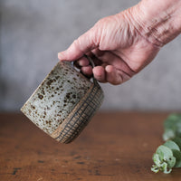 Small Cup in Mist White with Grid