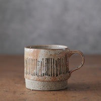 Mostly stacking cup in shino orange with lines