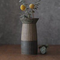 Blue and Black Lined Vase