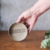 Small Dish with Mist White Base and Lines- No 2