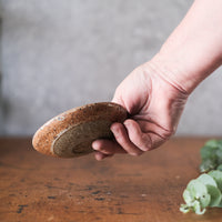 Small Dish with Circles and Orange Shino base