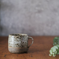 Small Cup in Mist White with Grid