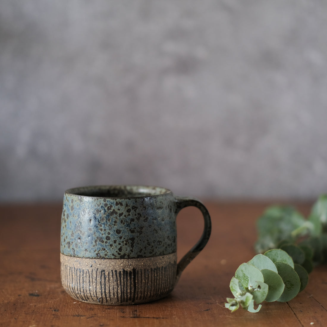 Small Cup in Alpine Blue with Lines