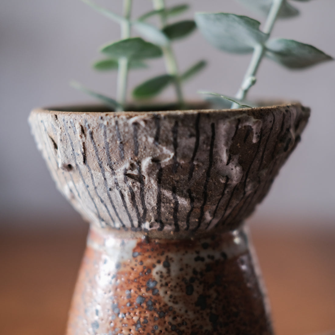 Vase with textured wide top