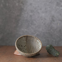 Small Dish with Lines and mist white  glaze