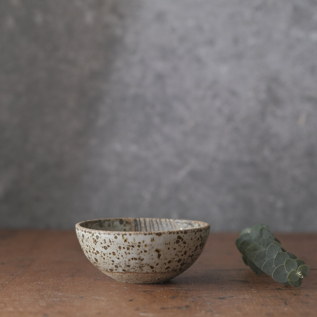 Small Dish with Lines and mist white  glaze