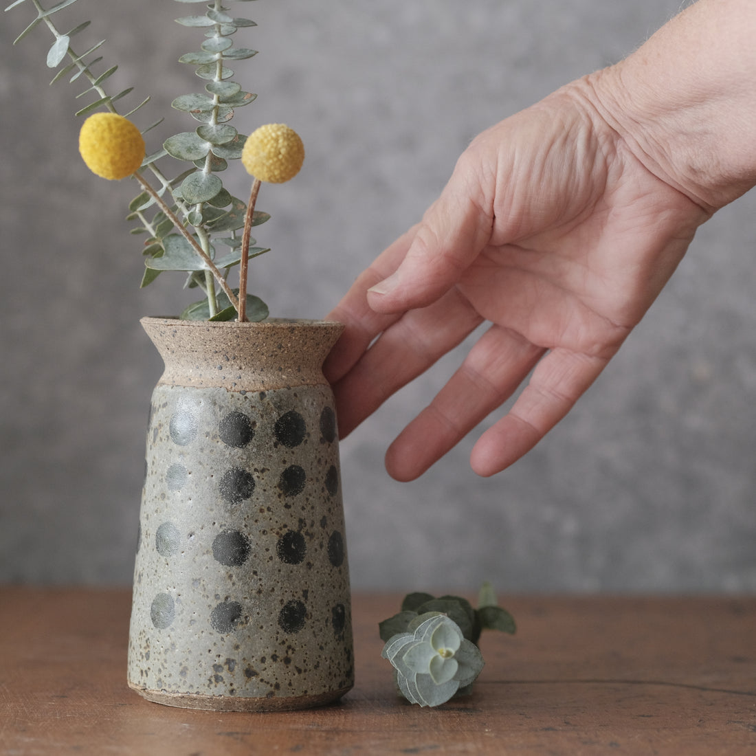Storm Grey Blue Spotty Vase