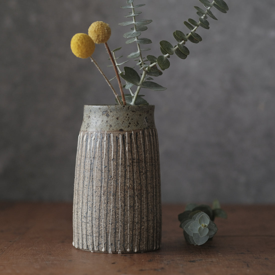 Stormy Blue/ Grey striped Vase
