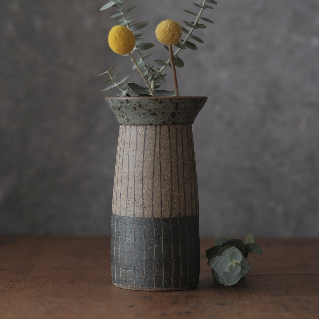 Blue and Black Lined Vase