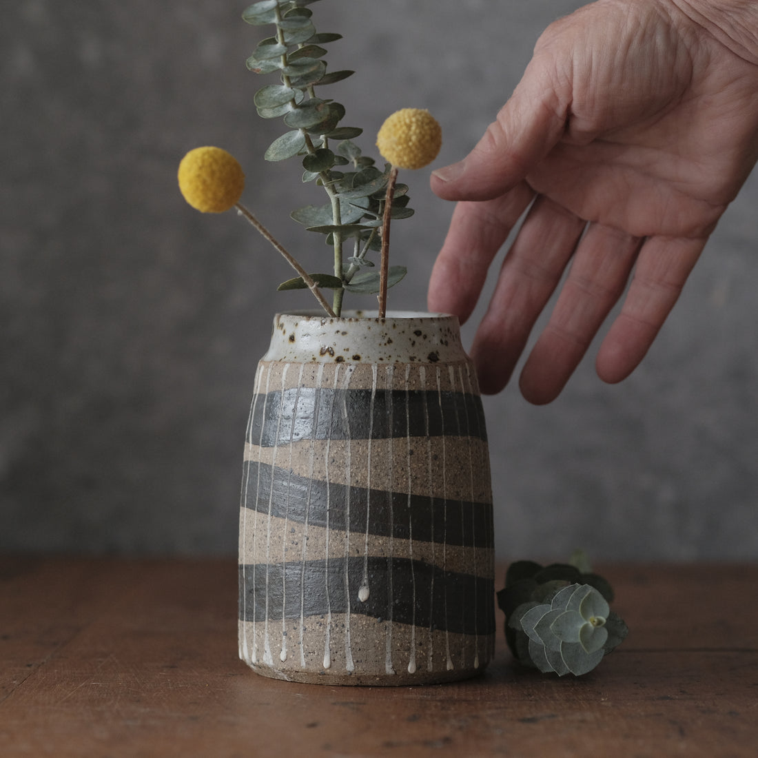 Black lined vase
